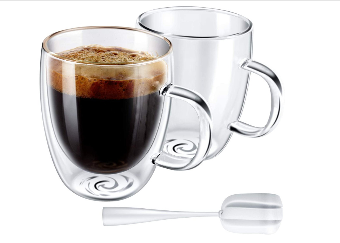 YUNCANG Double Wall Glass Coffee Mugs,(Set of 2) 12